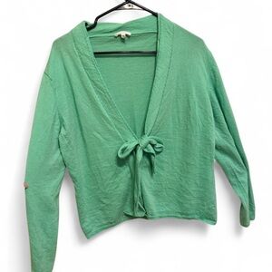 Escada Green Cashmere Tie and Snap Front Cardigan  Knitwear